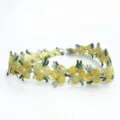 Exquisite yellow floral embroidered lace choker necklace, delicate minimalist accessory detail. - Yellow