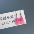 Pink gradient gummy bear earrings sweet ins style resin drop earrings for women daily wear - Hook Style / Color 3