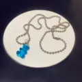 Transparent blue gummy bear pendant necklace with metal ball chain, cute clavicle jewelry - Blue