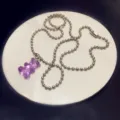 Purple jelly bear pendant necklace, cute Y2K ball chain clavicle jewelry for women. - Purple