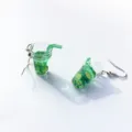 Creative green lemon tea drink cup earrings, cute miniature fruit food toy design jewelry. - Green Straw Cup Earring Hook Style