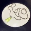Transparent green jelly gummy bear pendant necklace cute collarbone chain jewelry - Grass Green