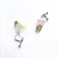 Creative lemon tea cup clip-on earrings, fun resin fruit drink miniature design jewelry. - Yellow Lemon Cup Ear Clip Style