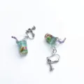 Cute miniature fruit juice cup clip-on earrings, funny food play resin ear clips for summer. - Purple Straw Cup Ear Clip Style