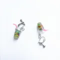 Cute fruit tea cup resin clip-on earrings fun novelty drink food style jewelry for summer - Pink Straw Cup Ear Clip Style