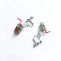 Mini fruit tea cup clip-on earrings, cute resin drink drop earrings, quirky summer jewelry. - 红色吸管杯耳夹款