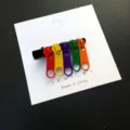 Detailed view of cute Japanese colorful zipper head hair clip and brooch for women accessories. - Hair Clip
