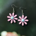 Boucles d'oreilles fleurs en acrylique rose bijoux fantaisie mignons pour femmes quotidien - Style Crochet / Rose