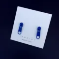 Boucles d'oreilles clous fermeture éclair bleu style doux mignon unique accessoire femme - Bleu