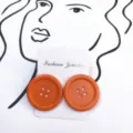 Orangerote Knopf-Ohrstecker im Harajuku Retro Stil, ausgefallene runde Ohrringe für Damen - L / Orange