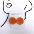 Orangerad Button Ohrstecker Damen, Vintage Harz runde Ohrringe Modeschmuck Geschenke - S / Orange
