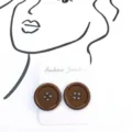 Braune knopf ohrstecker retro ausgefallene runde ohrringe lustige modeschmuck geschenk für frauen - S / Kaffeebraun