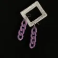 Lila Acryl Kette Ohrringe Damen Retro 90er Jahre Stil klobige Glieder Modeschmuck - Nur Ohrringe / Lila