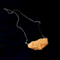 Detaillierte Nahaufnahme einer kreativen gebratenen Hähnchen Kettenanhänger Dekoration. - Frittierter Hähnchenflügel