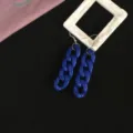 Blau Acryl Kette Ohrringe, modischer Statement Schmuck für 90er Retro Party Outfits. - Nur Ohrringe / Blau