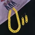 Gelbe Acryl Kette Halskette und Ohrringe Set, Retro 90er Jahre Statement Schmuck für Damen. - Set / Gelb