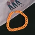 Oranger Acryl klobiger Kettenhalsband-Halskette Vintage 90er Disco Schmuck für Damen - Nur Kette / Orange