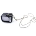 Retro miniature television pendant necklace with silver ball chain for hiphop style - Black TV