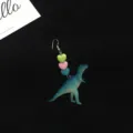 Pendientes largos de dinosaurio y corazones coloridos para estilo de moda cotidiana muy divertida. - Raptor / Pieza Única
