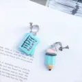 Cute handmade asymmetric test paper and pencil clip-on earrings for daily student wear - Clip-on Earrings / Blue