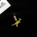 Pendientes largos de dinosaurio bonitos con cuentas de corazon de colores joyas mujer - Parasaurolophus / Pieza Única