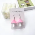 Orecchini pendenti a fungo rosa carini gioielli in resina cibo dolce per donne moda accessori - Rosa