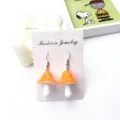 Orecchini pendenti fungo arancione carino resina cibo finto kawaii gioielli alla moda donna - Arancione