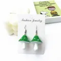 Hermosos pendientes colgantes de seta verde muy bonitos y dulces de resina para damas y niñas - Verde