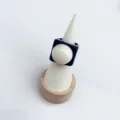 Detailed view of the black and white resin geometric ring, trendy candy style jewelry. - Size 7 / Black White Ball