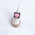 Resin heart ring detailed shot, cute black and pink geometric candy style finger jewelry item. - Size 7 / Black Pink Heart