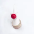 Resin color-blocking geometric ring detail, candy style white and red candy design. - Size 7 / White Red Ball
