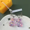 Orecchini a forma di orsetto olografici dolci carini orecchini a clip fatti a mano moda - Orecchini a clip / Viola