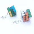 Creative handmade Rubik's cube clip-on earrings long punk trendy fashion jewelry for women - Ear Clip Style