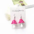 Orecchini pendenti a fungo rosa fatti a mano carini stile food play bigiotteria moda per donne - viola-rosso