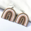 Handgefertigte Polymer Ton Regenbogen Ohrringe fur Damen stilvolle Accessoires Schmuck - Haken / Erdtöne 4