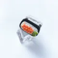 Fun sushi resin acrylic wide transparent ring, cute food toy style fashion jewelry variant. - Size 7 / Transparent Band with Creative Sushi Style (No. 11)