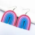 Handgemachte Polymer Ton Regenbogen Ohrringe, bunte geometrische Hängeohrringe Damen. - Kühler Farbverlauf 6