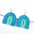 Blau gruener Farbverlauf Regenbogen Polymer Ton Ohrringe geometrischer Modeschmuck Ohrhaengen - Cyanblau-Verlauf 10