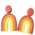 Regenbogen Polymer Ton Ohrringe handgemachte geometrische Bogen Ohrringe Modeschmuck Damen. - Warmer Verlauf 5 Stecker