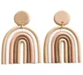 Handgemachte Polymer Ton Regenbogen Ohrringe trendige geometrische U-form Ohrringe schick. - Eleganter Farbmix 4 Stecker