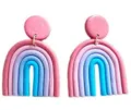 Bunte Polymer Ton Regenbogen Ohrringe handgemachte geometrische Statement Ohrringe chic - Lebhafter Regenbogen 6 Stecker