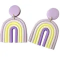 Handgemachte Fimo Regenbogen Ohrringe, pastell lila gelbe geometrische U-förmige Ohrstecker. - Soft Lila-Gelb 8 Stecker