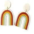Handgemachte Ton Regenbogen Ohrringe geometrische U-form Ton Hänge Ohrringe modischer Schmuck - Terrakotta-Patchwork 9 Stecker