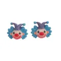 Leuke cartoon clown oorknopjes met blauwe kraag, unieke Harajuku stijlmode sieraden. - Stijl 5 (Blauwe Paarse Figuur Clown)