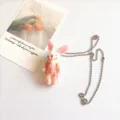 Schattige bloedige konijn pluche hanger ketting alternatieve Y2K zoete coole ketting sieraden - Schattige Konijnen Halsketting / Wit
