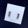 Pendientes de botón con diseño de cremallera divertida joyería de moda linda para mujeres - Caqui