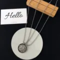 Vintage silver coin pendant necklace with beaded ball chain, stylish couple jewelry accessory. - Deer Companion (Two Pieces)