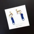 Pendientes de clip con cremallera azul para mujer, divertidos accesorios de joyería de verano. - Pendientes de clip azules