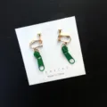Pendientes de clip con cremallera verde chic para mujer, joyería de verano divertida. - Verde Clip-on