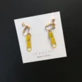 Pendientes creativos y bonitos de cremallera amarilla clips de oreja únicos para mujeres. - Clip Amarillo